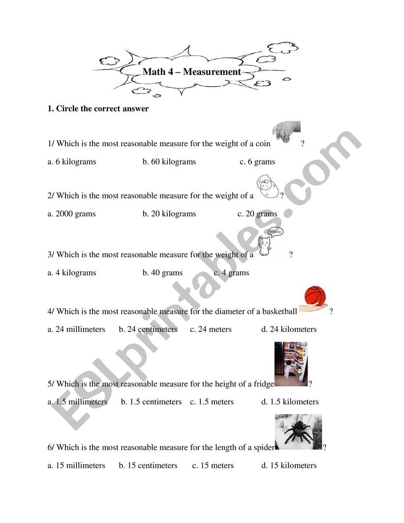 Measurement worksheet