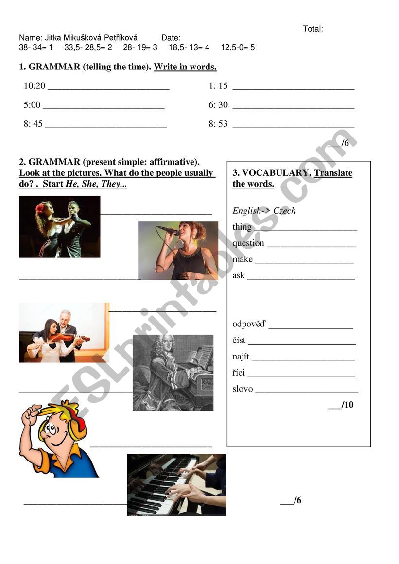 Present Simple- test worksheet