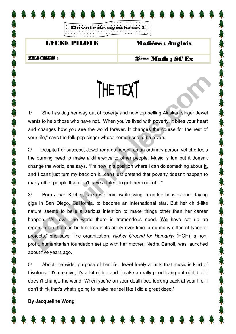 end-of-term test 1 3rd form  worksheet