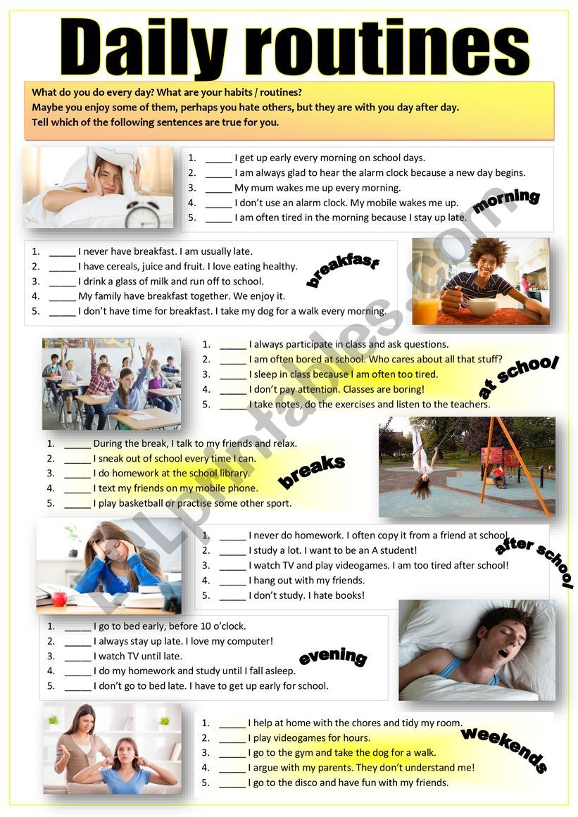 ROUTINES worksheet