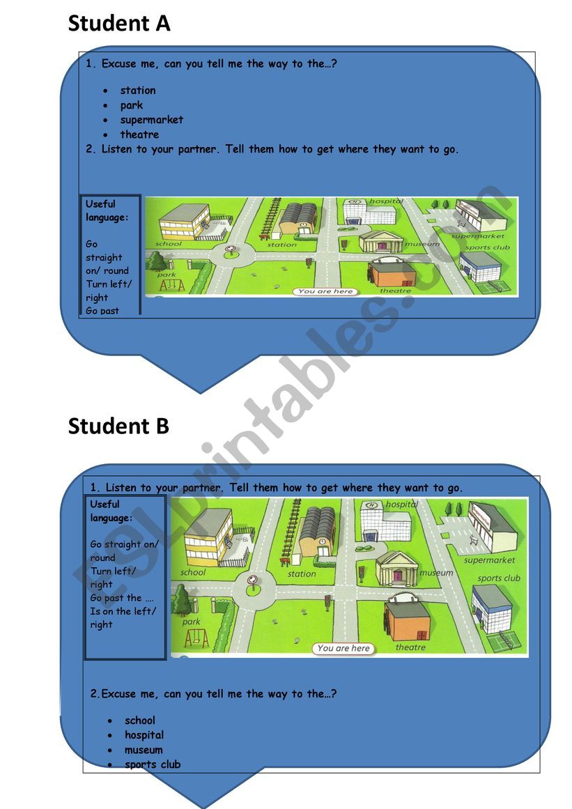 Giving Directions worksheet