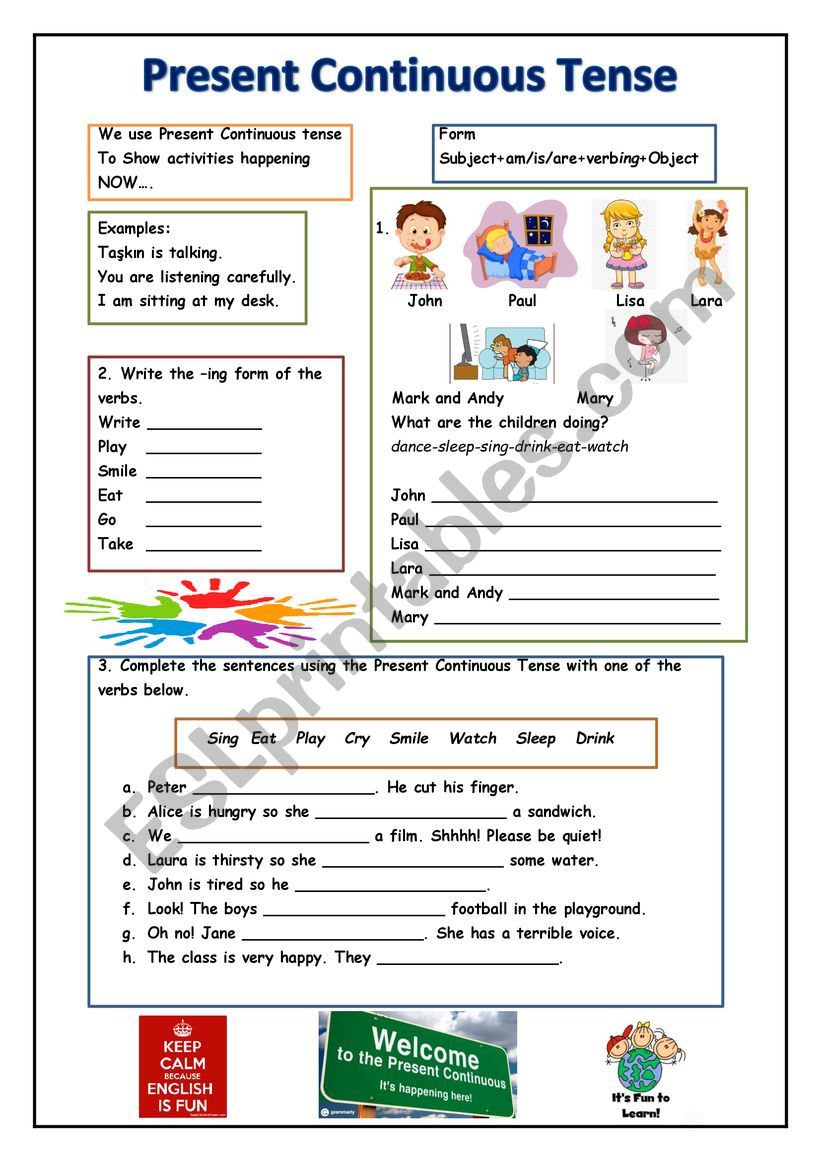 Present Continuous Tense worksheet