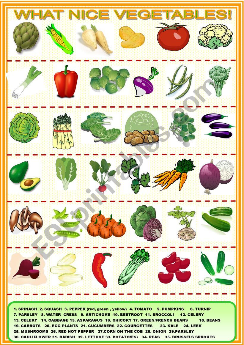 Vegetables: matching activity worksheet