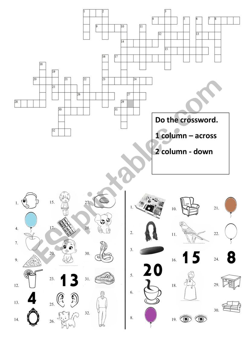 Lexical Crossword for kids 1 worksheet