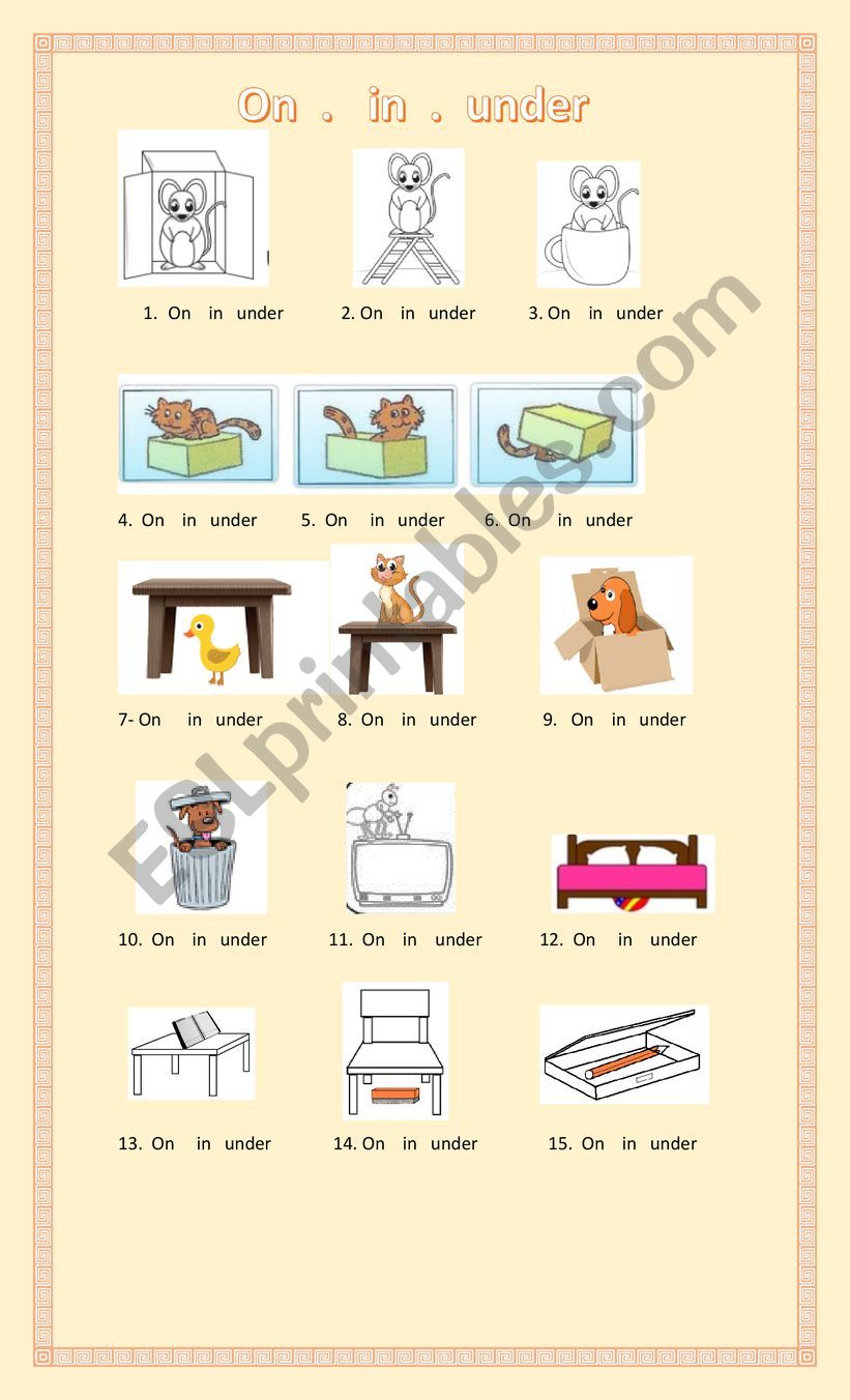 prepositions  worksheet