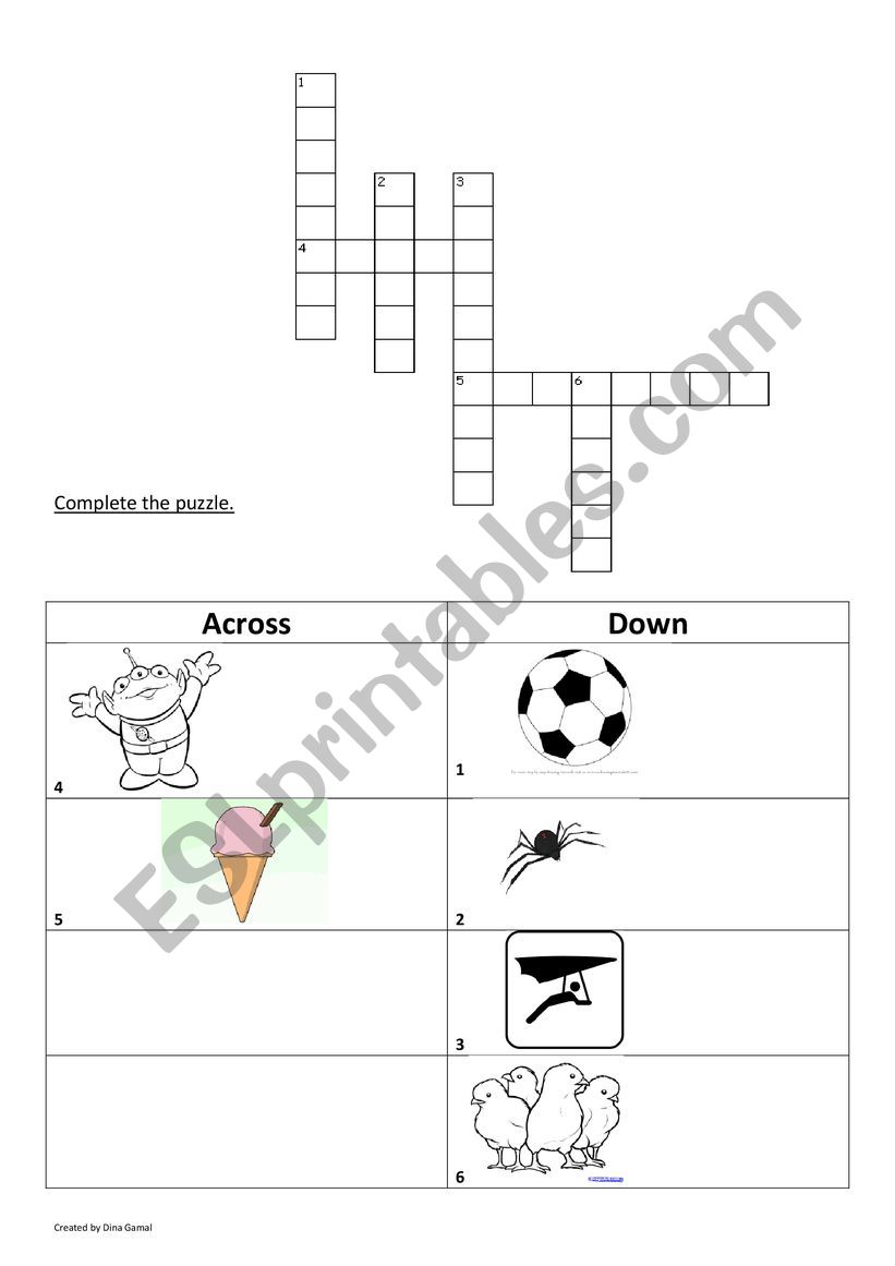 Elementary Crossword Puzzle worksheet