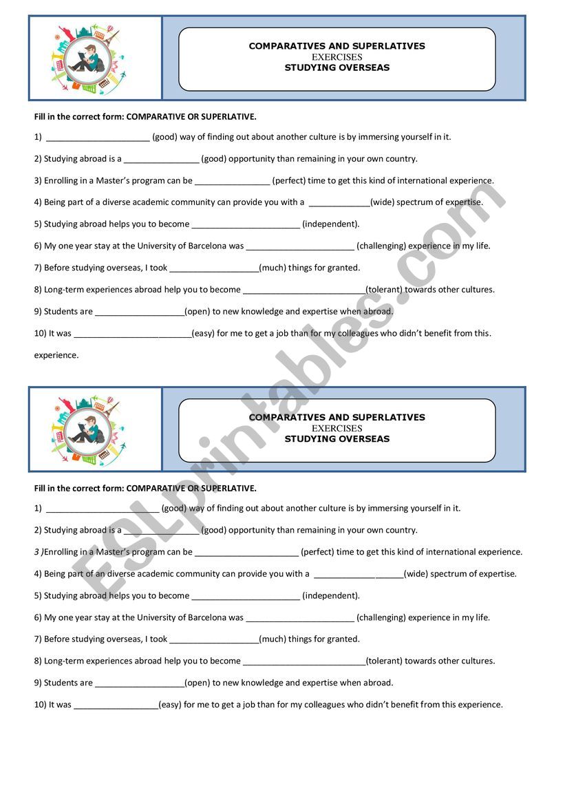 Comparative and superlative - exercises