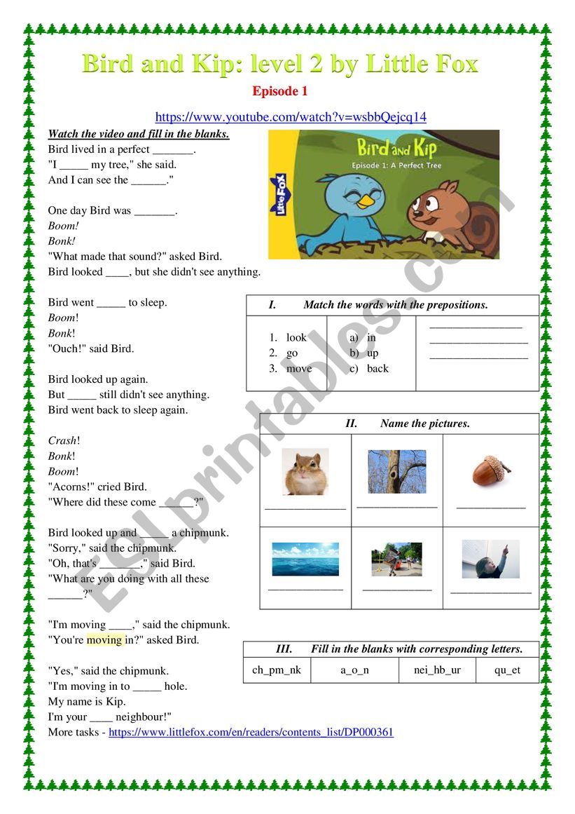 Bird and Kip Episode 1 cartoon worksheet