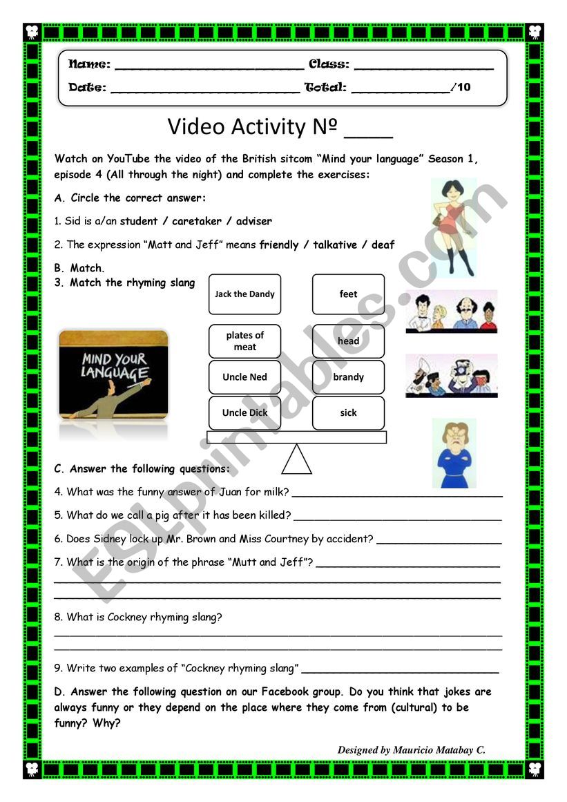 Mind your language (sitcom) Video Activity N 4