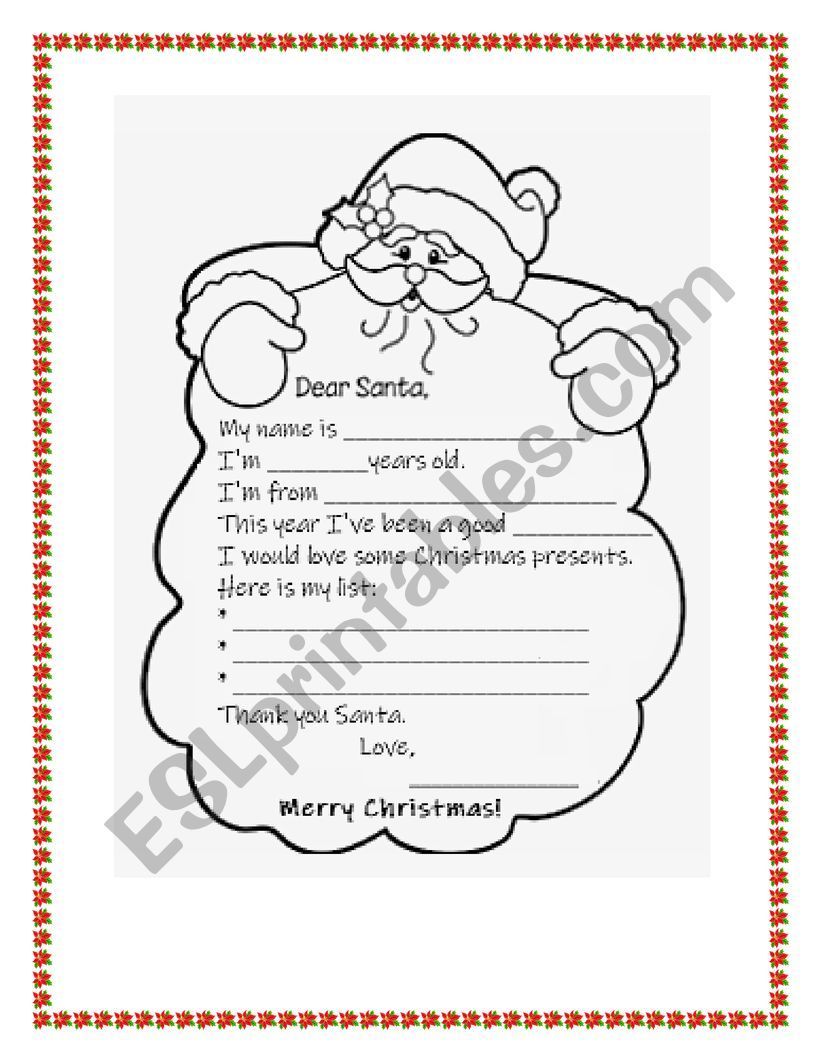 letter to santa worksheet