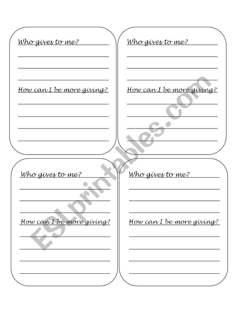The Giving Tree/ Gratitude Worksheet