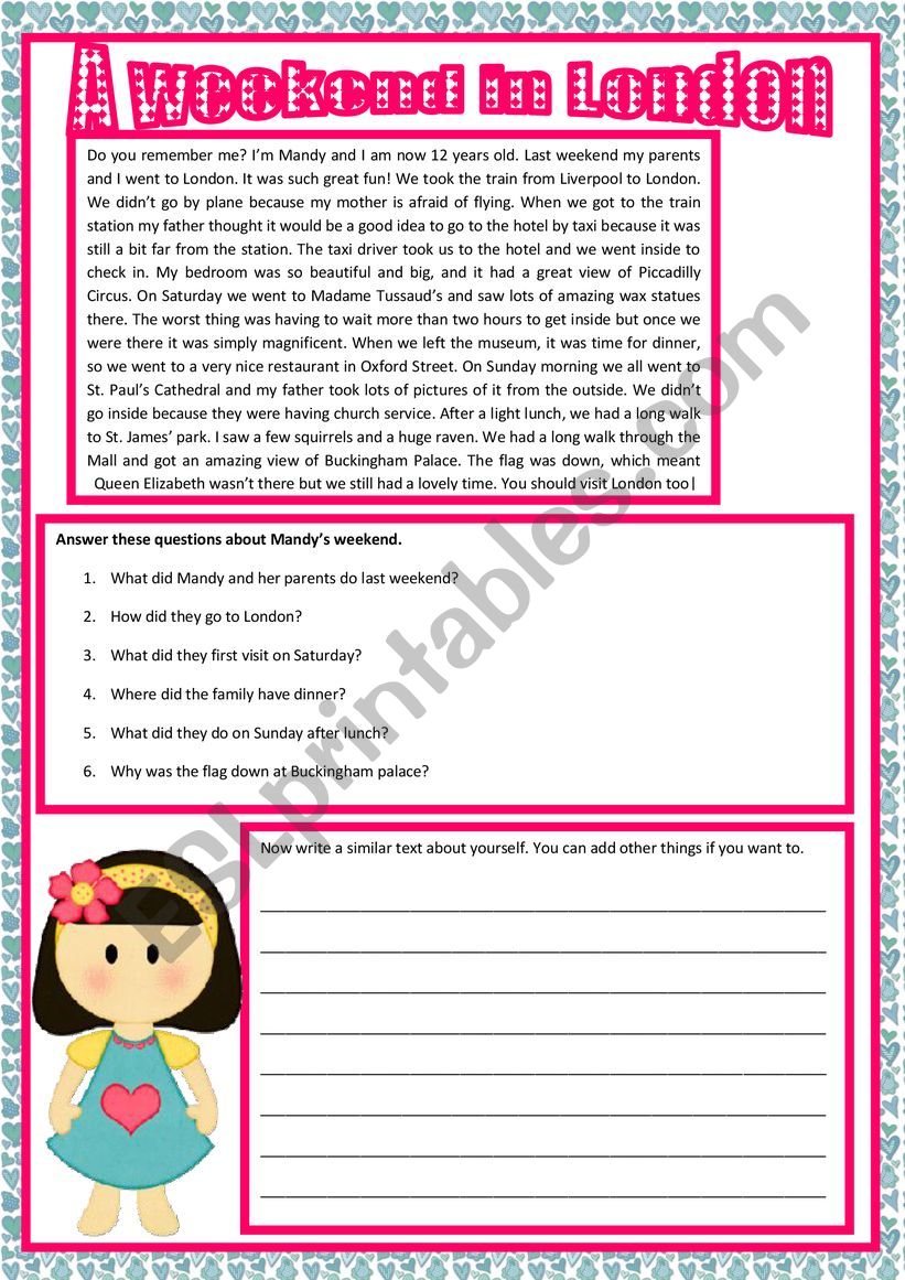 A weekend in London worksheet