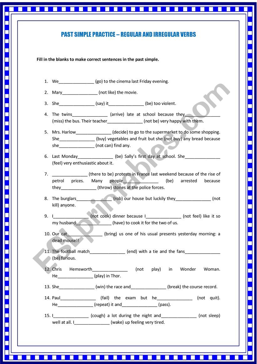 Past Simple practice worksheet