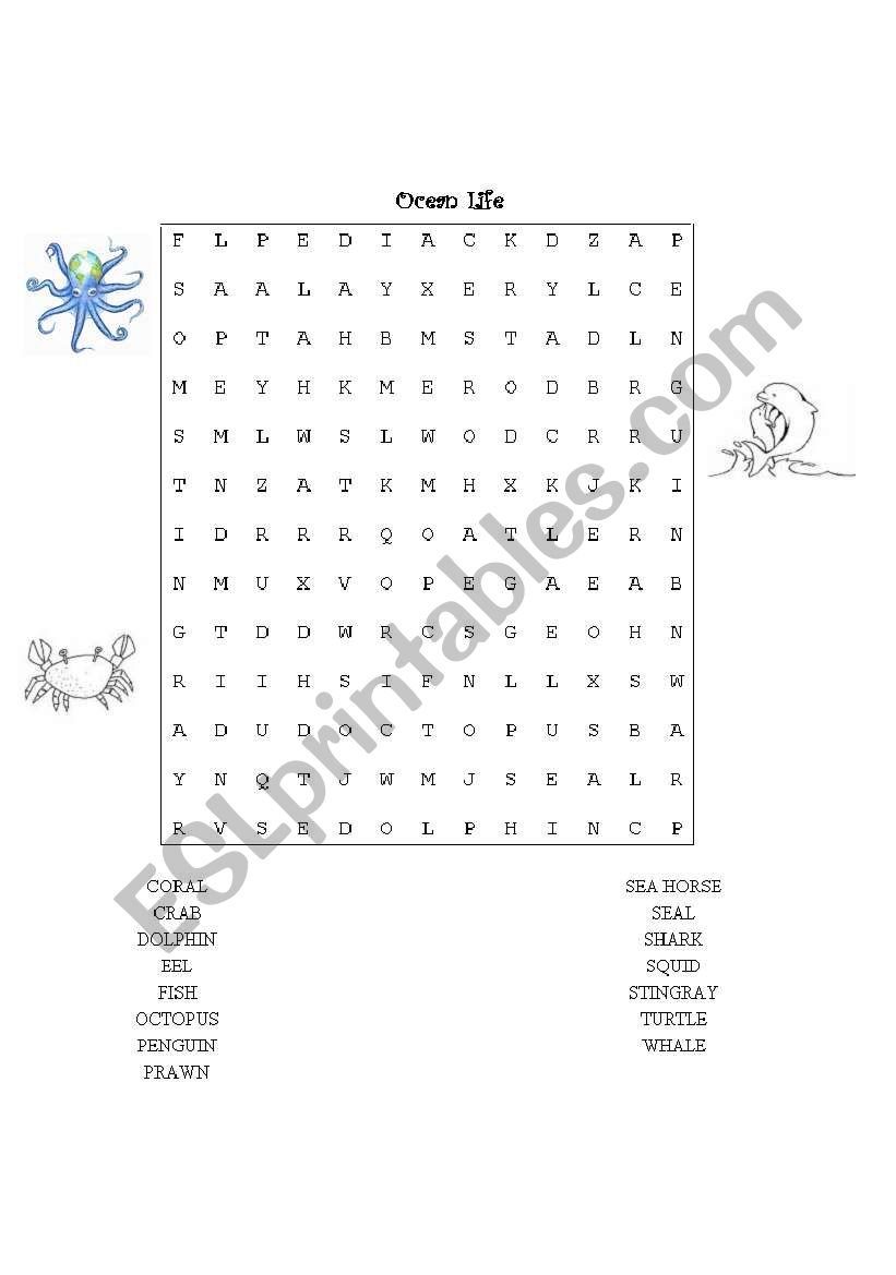 Ocean Life worksheet