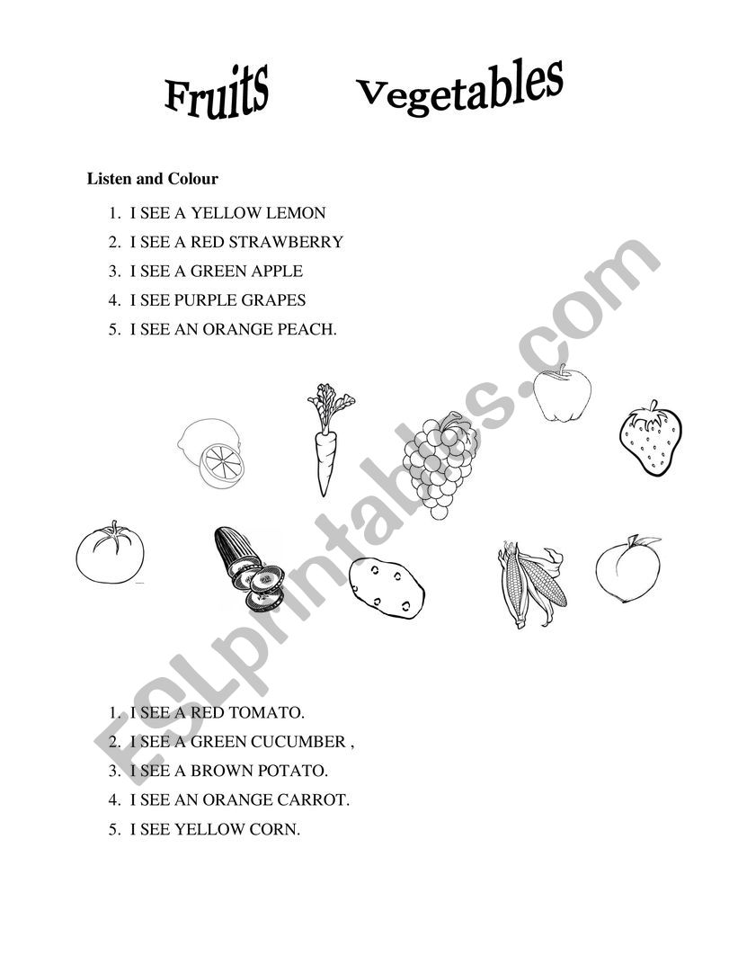 Fruit and vegetables worksheet