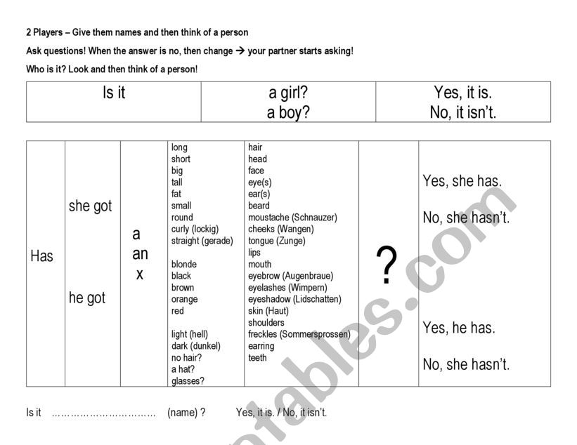 who is it? worksheet