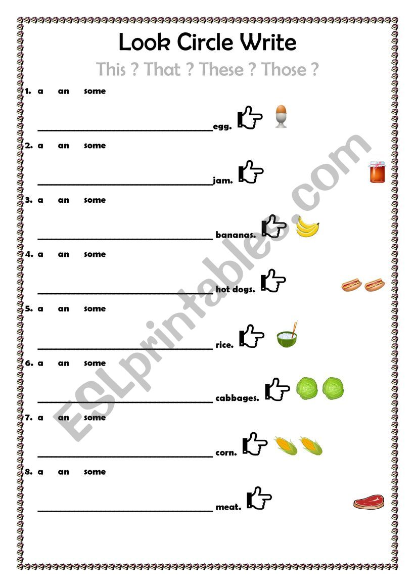 This That These Those(food vocabs)