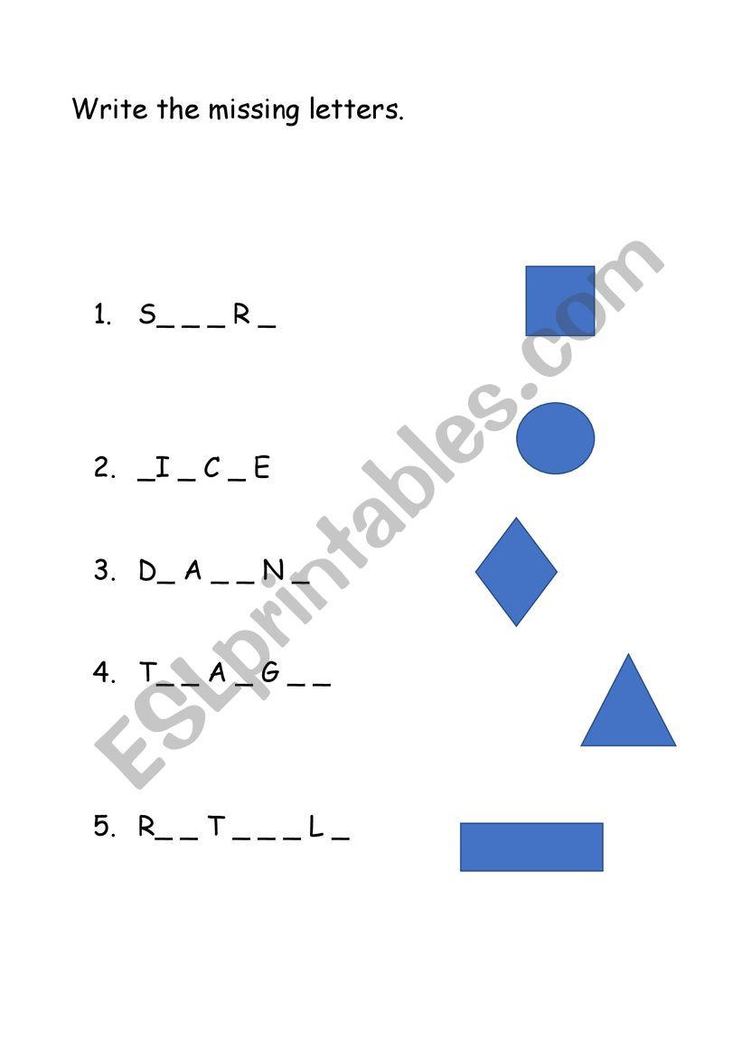 Shapes and Spelling worksheet