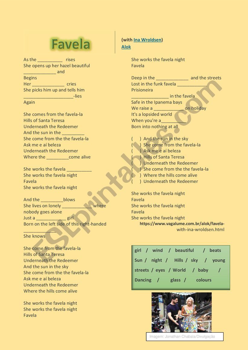 Song - Favela worksheet