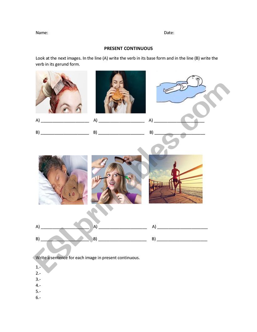 Present Continupus worksheet