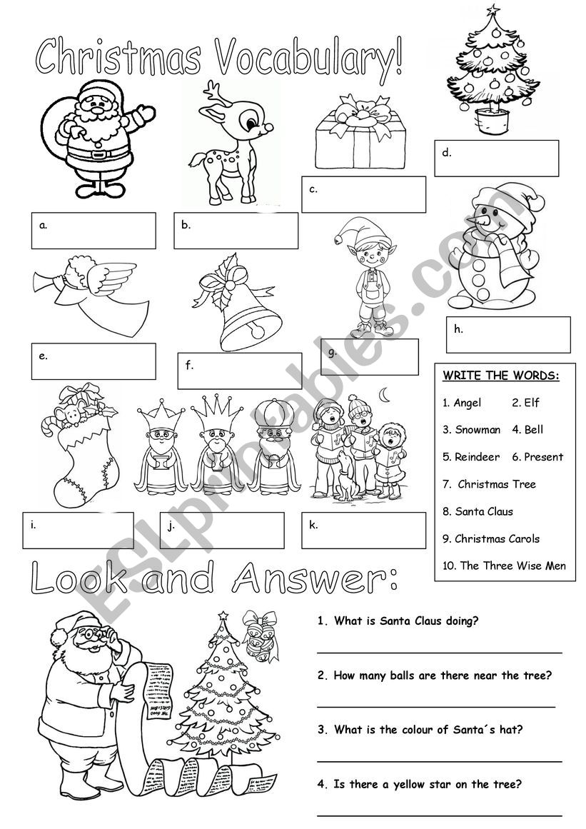 Christmas Vocabulary!! worksheet Christmas Vocabulary!! worksheet