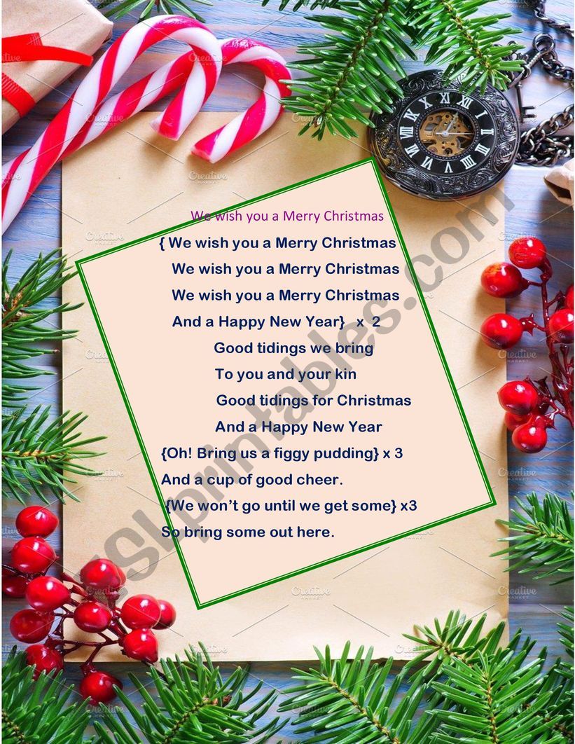 X mas song worksheet