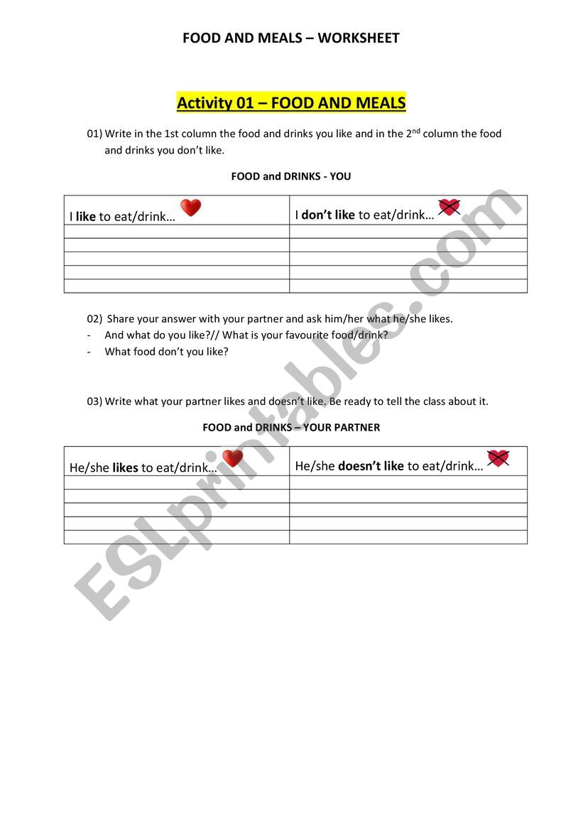 Food and Meals, Lunchbox worksheet
