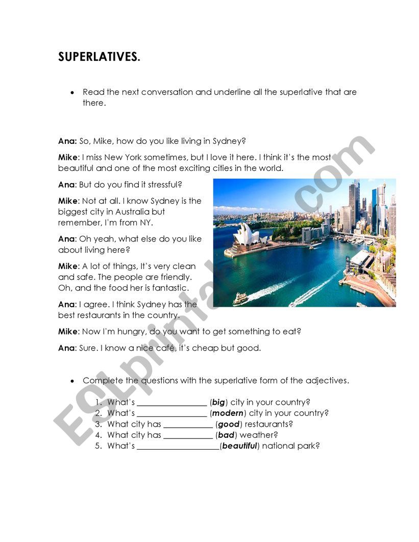 Superlatives worksheet
