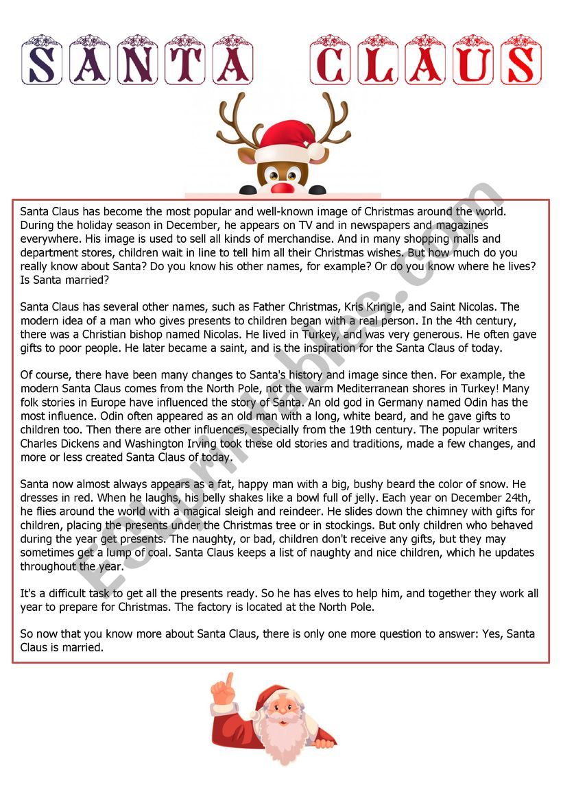 Santa Claus worksheet