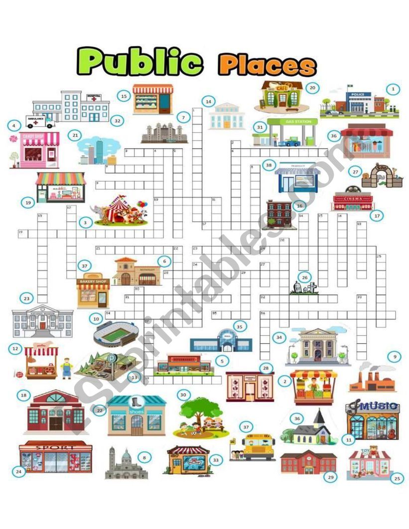 Public places   CROSSWORD SET 3 OF 3