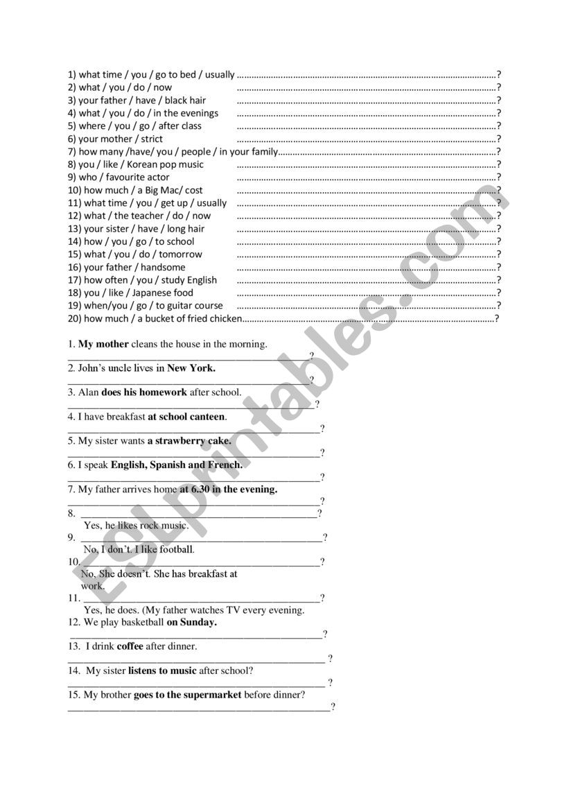 making questions using simple present or continuous