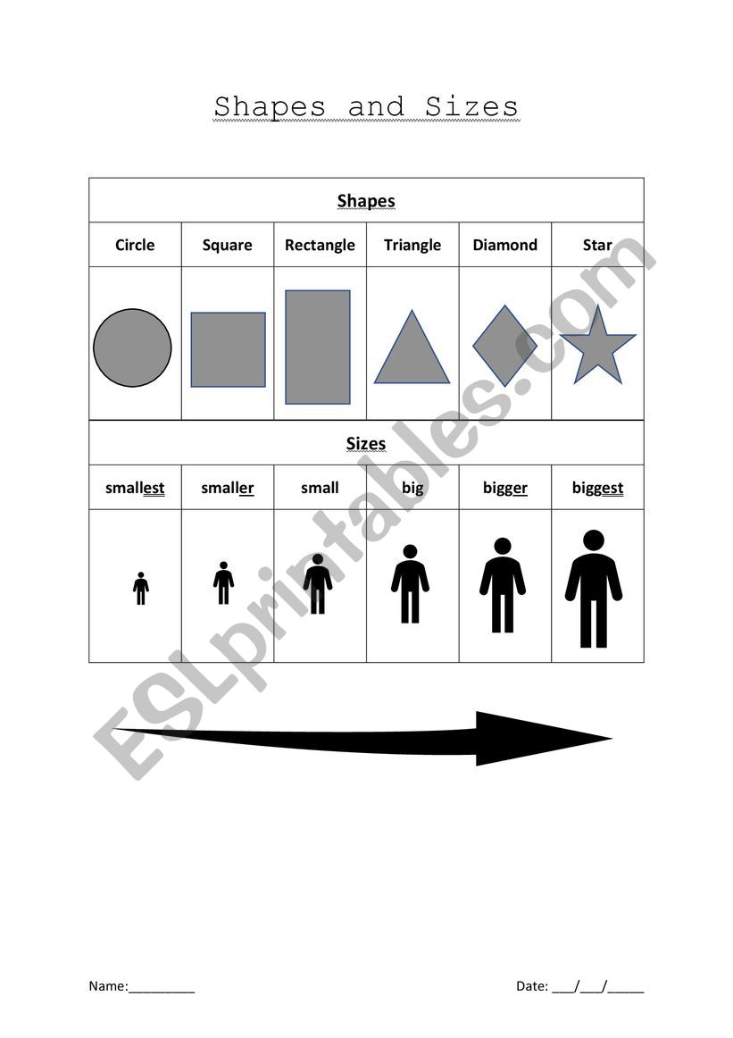 Shapes and Sizes worksheet