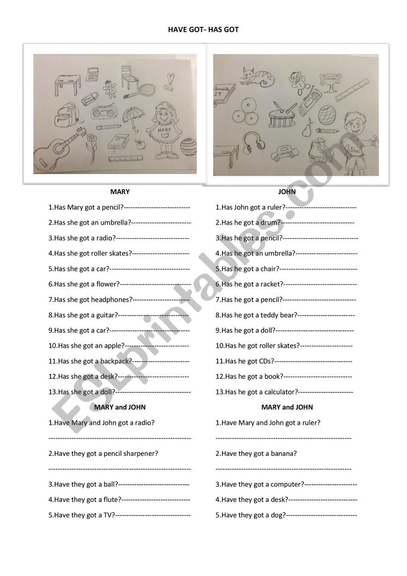 Have got -has got worksheet