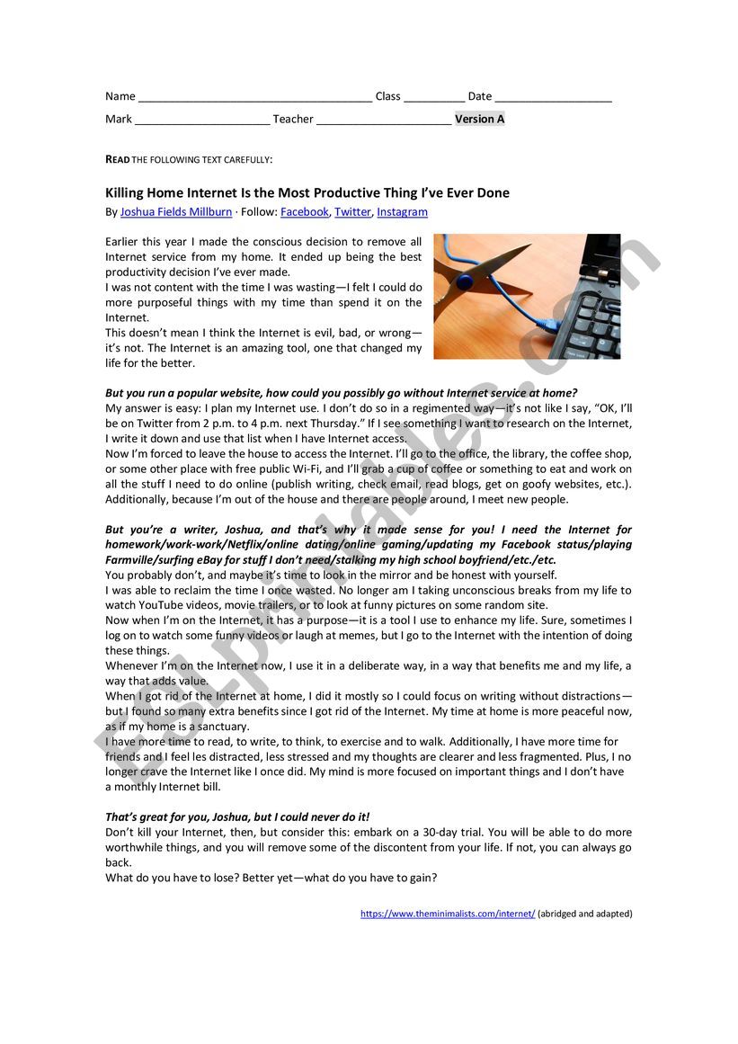 Killing Home Internet Is the Most Productive Thing Iâ€™ve Ever Done -Test A