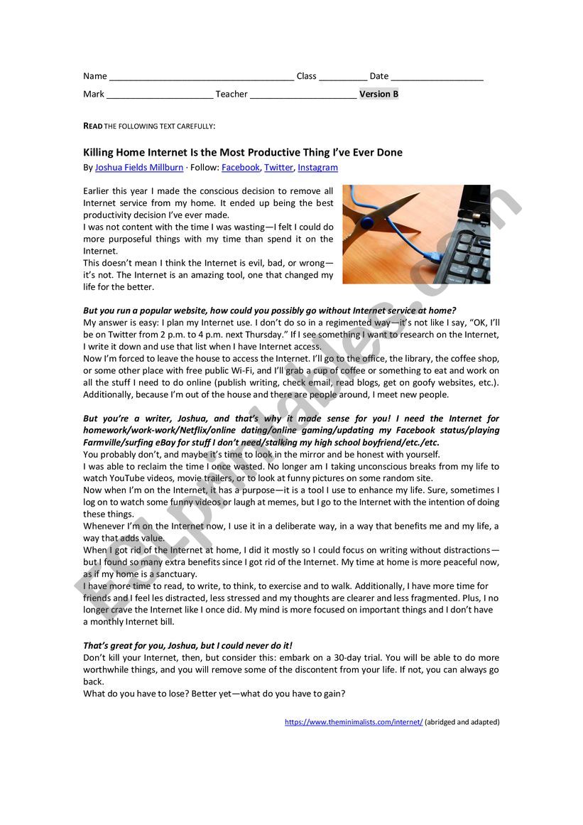 Killing Home Internet Is the Most Productive Thing Iâ€™ve Ever Done - Test B