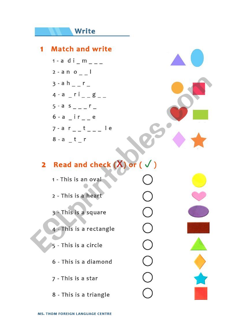 Shapes worksheet