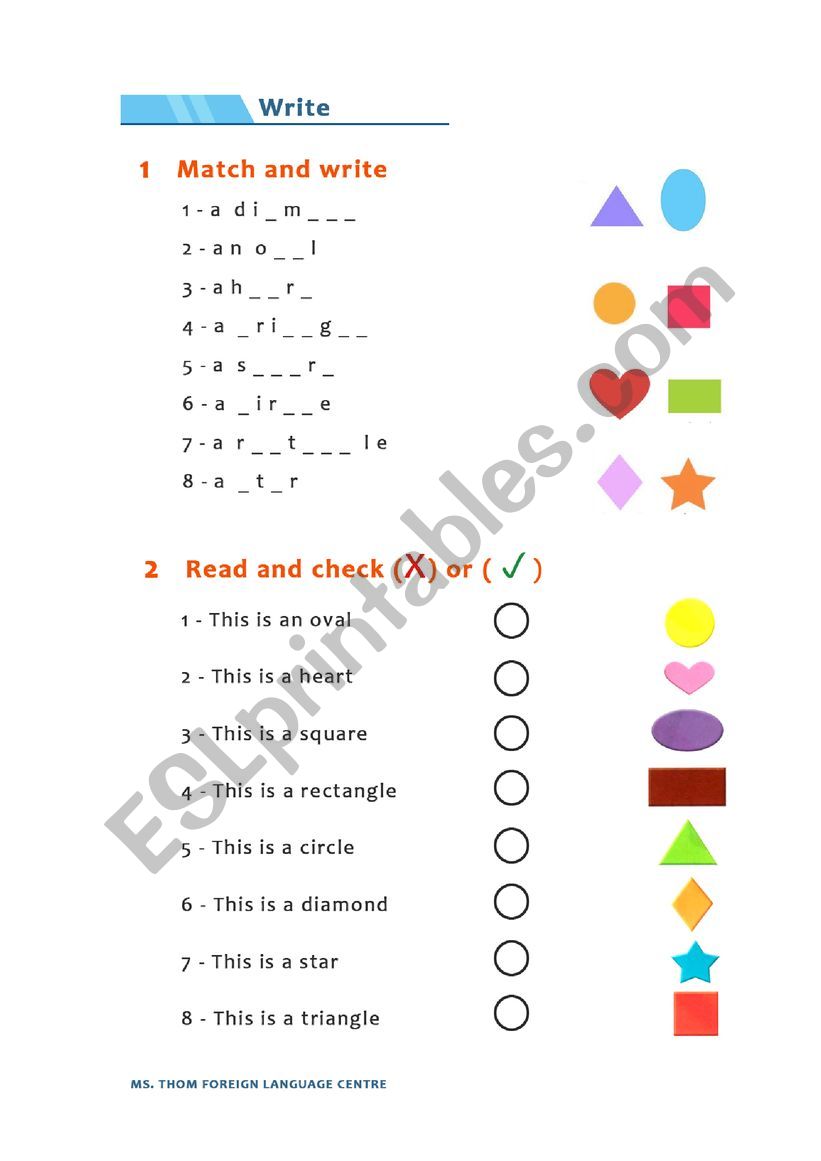 Shapes worksheet