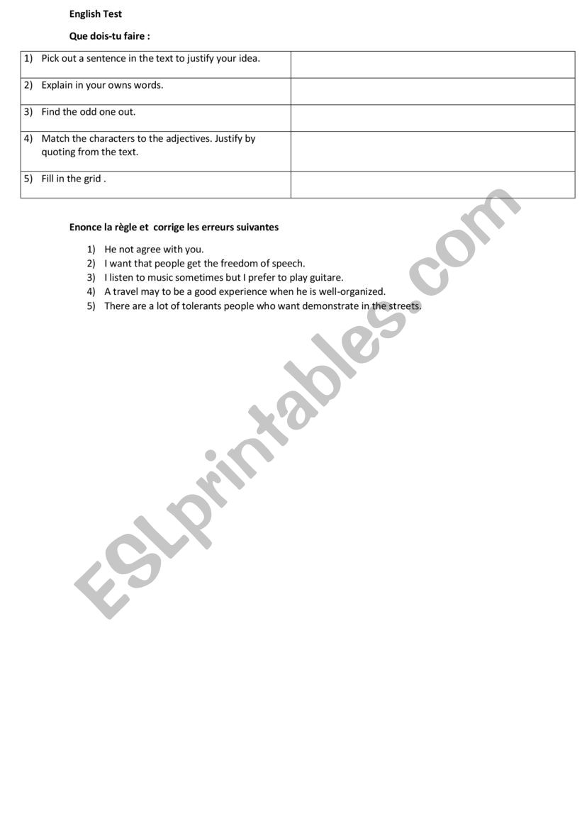 instructions and working on common mistakes