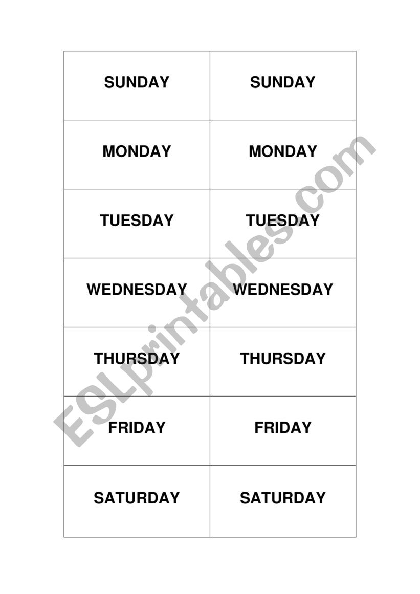 DAYS worksheet