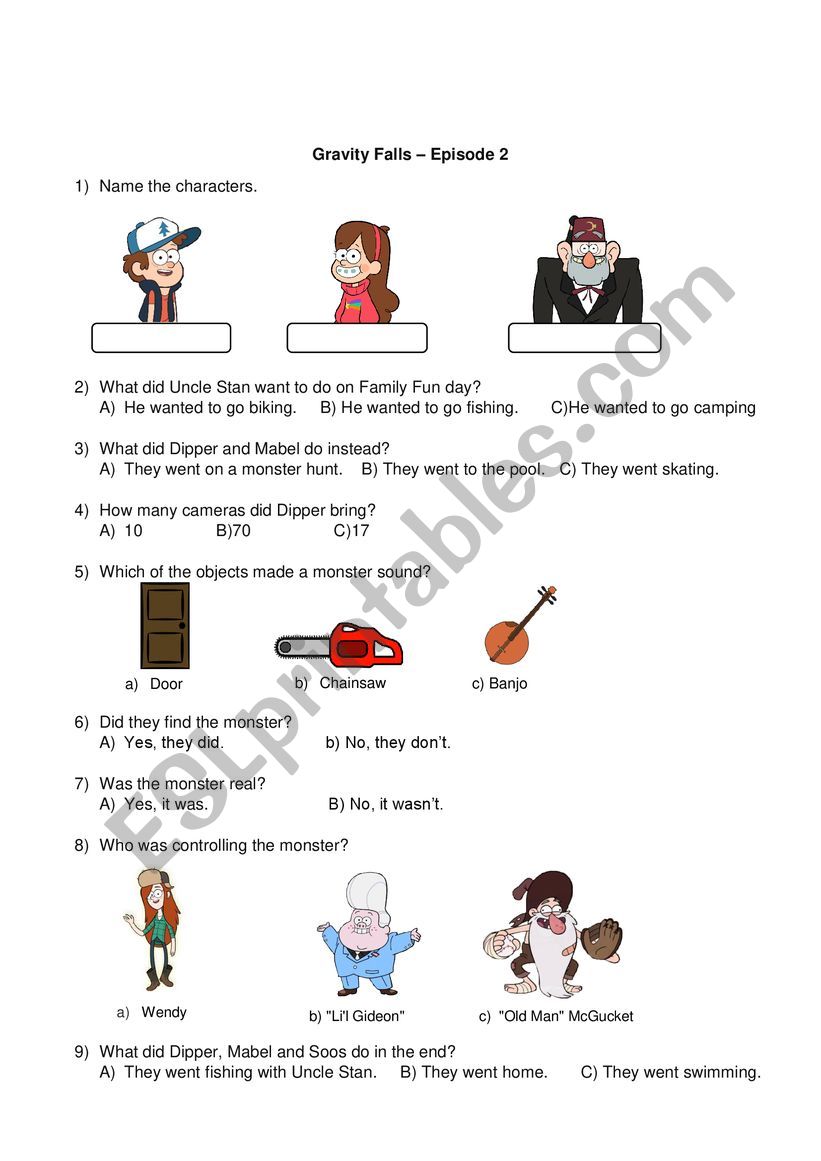 Gravity Falls - Episode 2 Activity