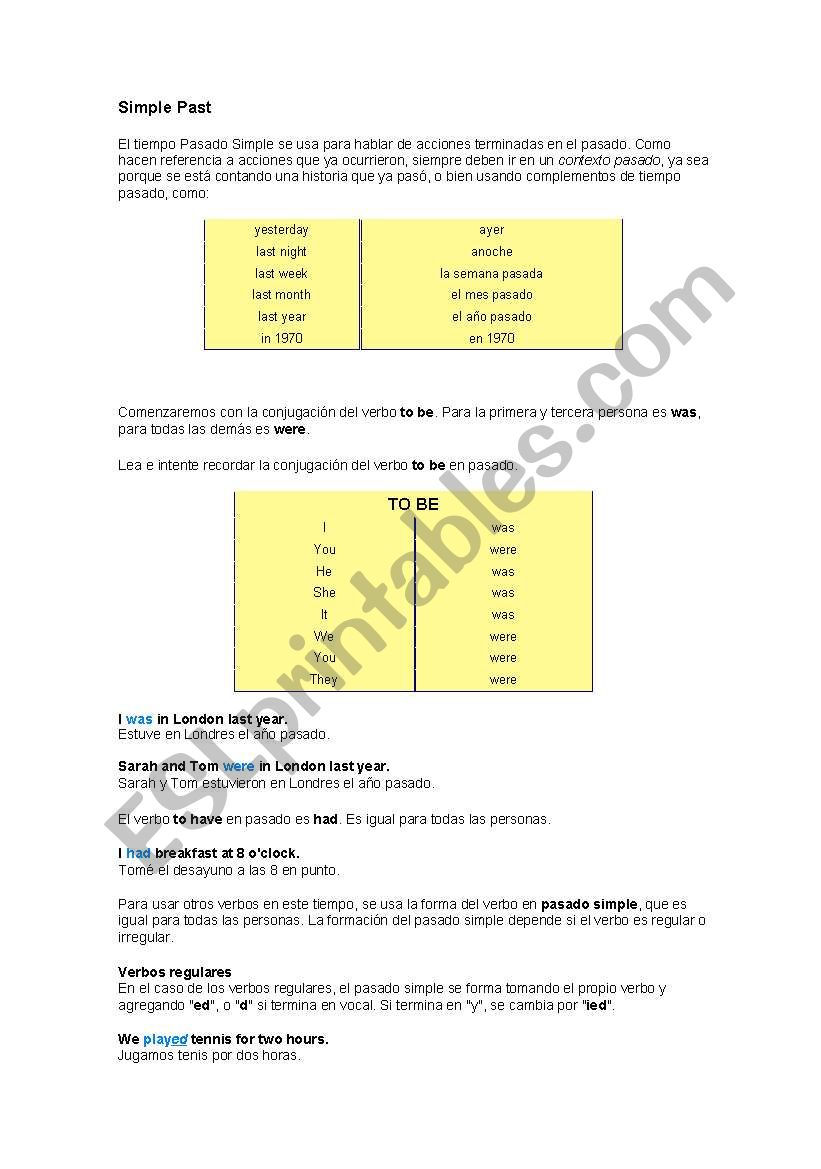 past simple worksheet