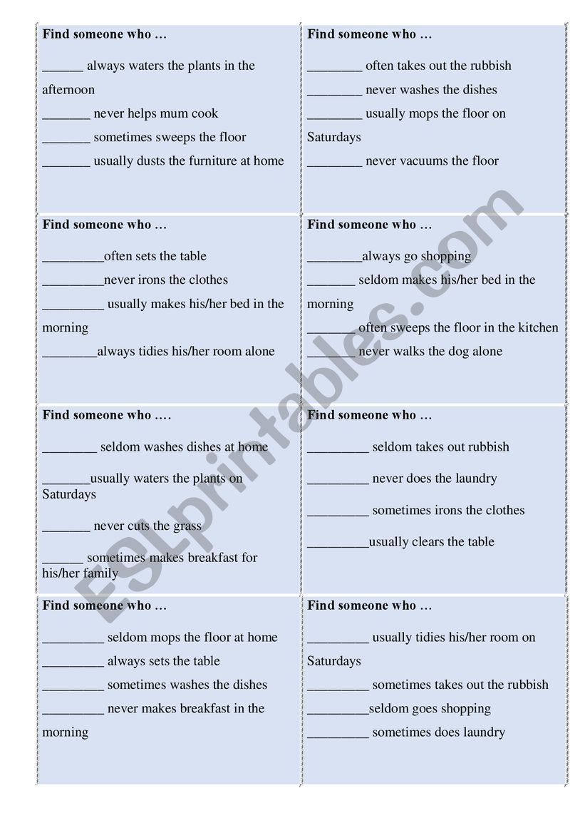 Find someone (household chores) 