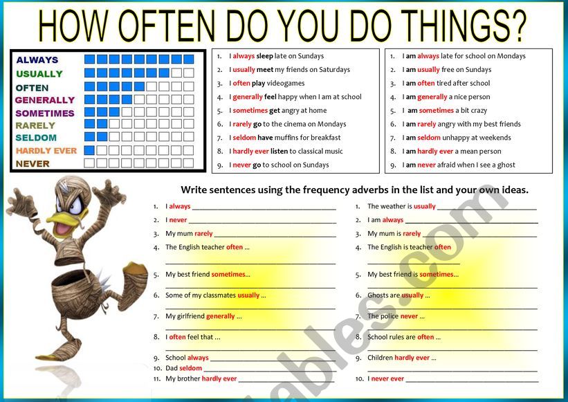 FREQUENCY ADVERBS worksheet