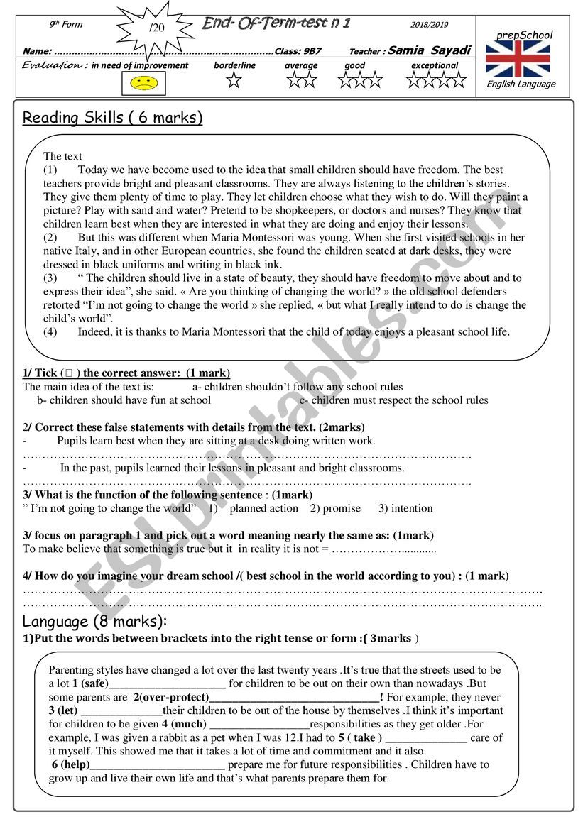 End_ofoterm test n1 worksheet