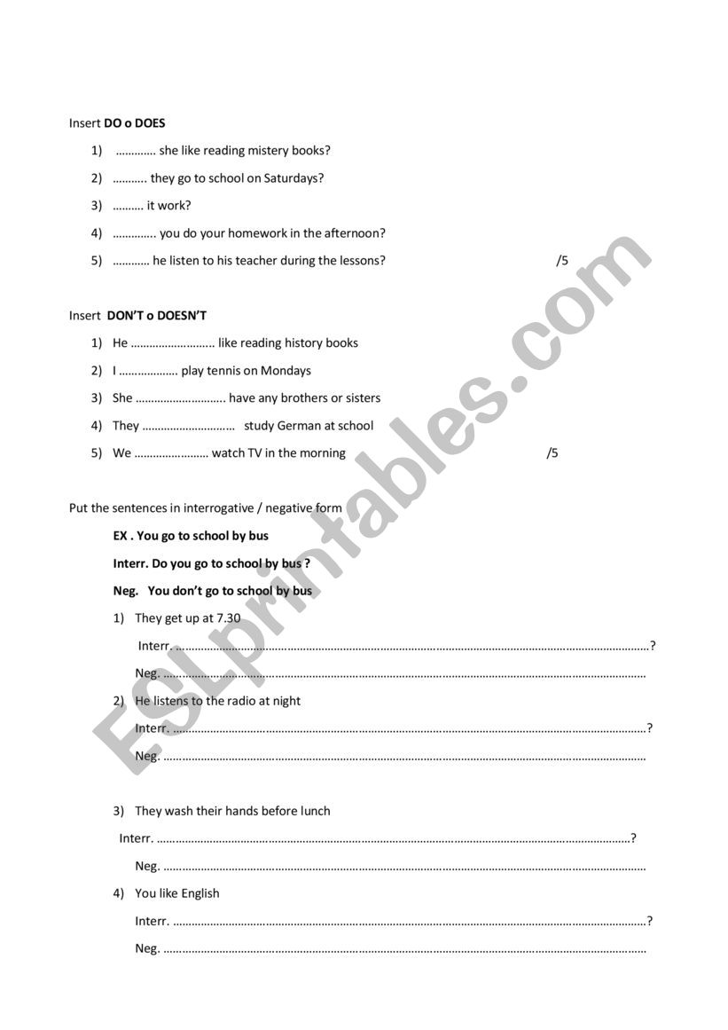 Simple present  worksheet