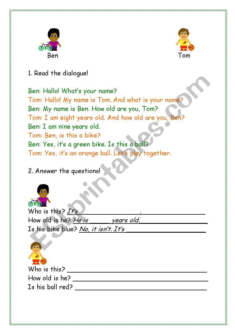 DIALOGUE worksheet