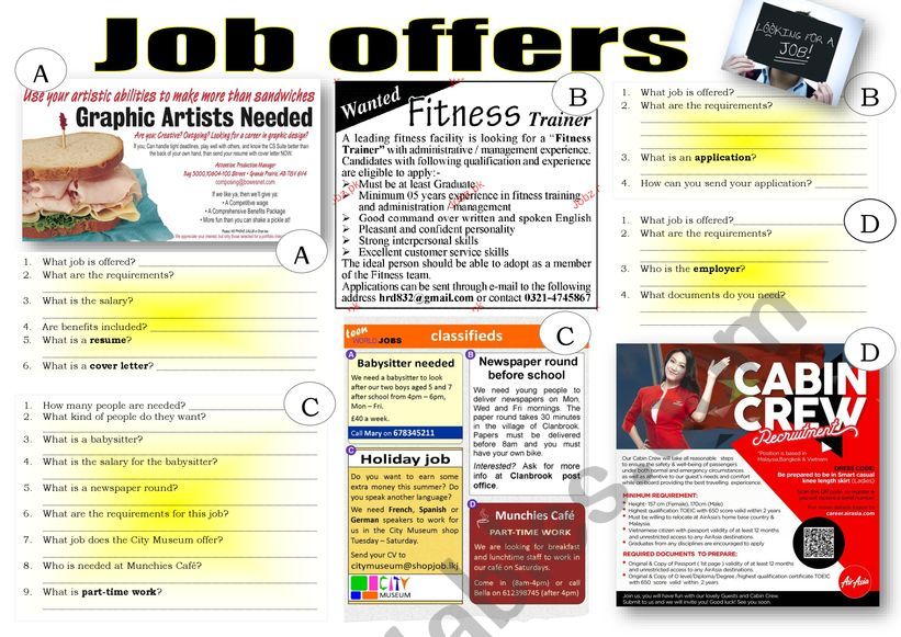 JOB ADS worksheet.