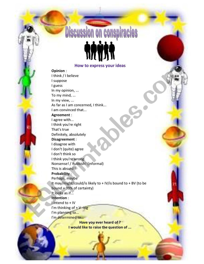 Discussion on conspiracies worksheet