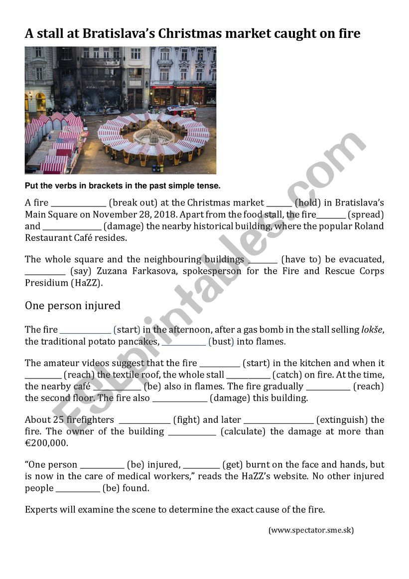 Christmas market fire worksheet