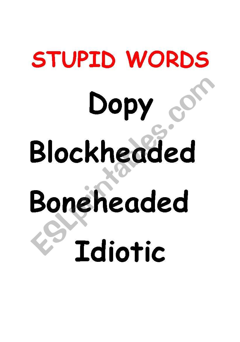 stupid words worksheet